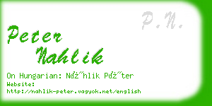 peter nahlik business card